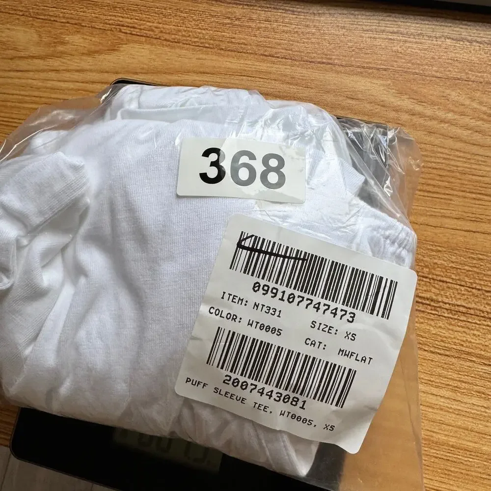Madewell Puff-Sleeve Tee WMNS XS White Crew Neck Cotton Relaxed Fit Ruffle Trim
